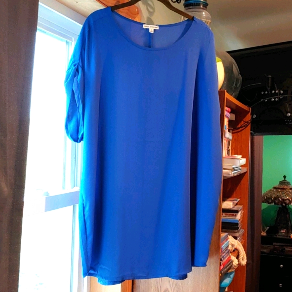 Royal blue chiffon blouse
